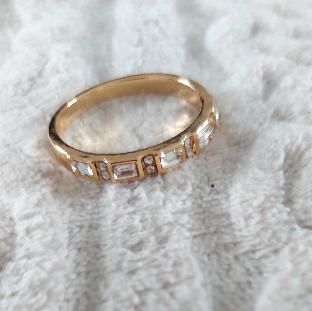 Elegant Gold Plated Band with Clear Stones.